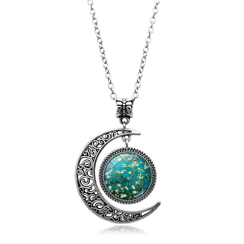 Подвеска, серебряное ожерелье, ретро аксессуар, свитер, with gem, европейский стиль