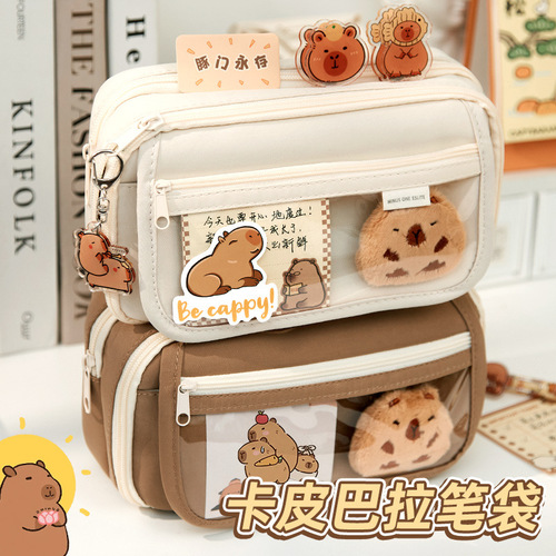 New Kappa Ballpoint Pen Pouch for Girls, Elementary School Students, High-Quality, Large Capacity Stationery Box for Middle School Students, Children, Girls