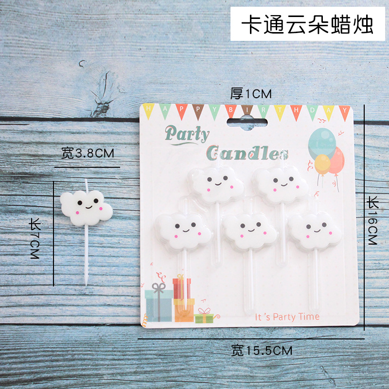 Vela de cumpleaños de dibujos animados al por mayor popular fiesta de flores oso dinosaurio donut cara sonriente vela de pastel para niños