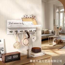 实木爪印形状壁挂置物架入户玄关挂包钥匙架宠物牵引绳狗绳储物架