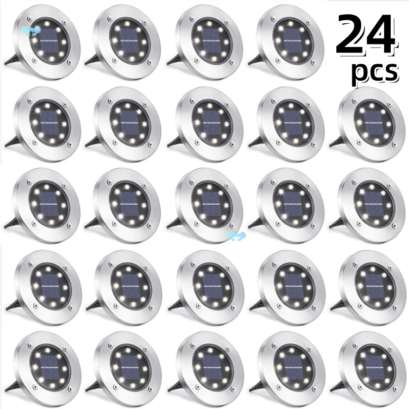 24pcs Solar Ground Lights Outdoor 8led Pathway Lights跨境
