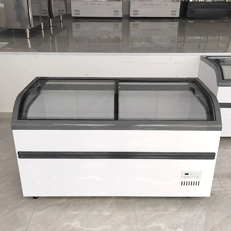 Supermarket Arc Island Cabinet Glass Door Freezer Display Cabinet Refrigerated Fresh-Keeping Freezer Ice Cream Cabinet Combination Island Cabinet Level Two