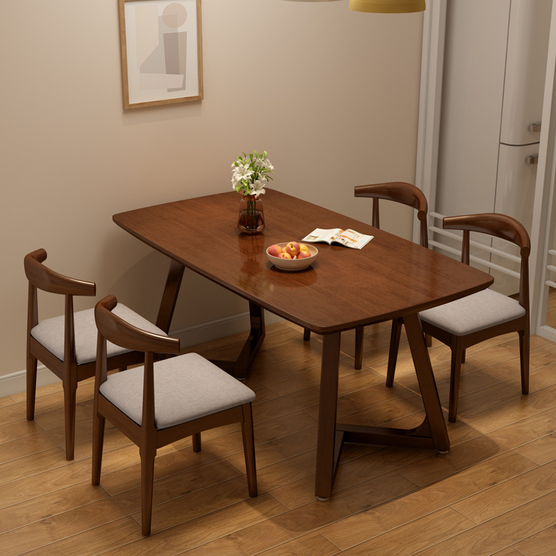 Mesa de comedor de madera maciza nórdica moderna mesa de comedor rectangular económica simple y combinación de sillas pequeño apartamento sala de estar mesa de comedor en casa