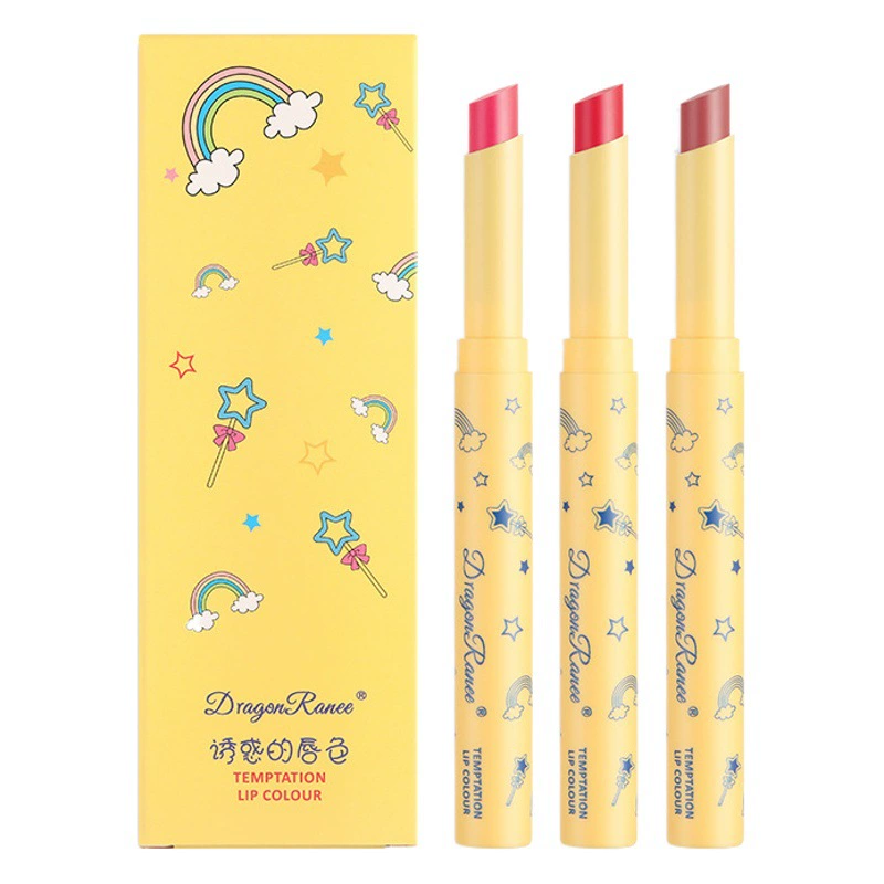 Трансграничная ручка для губной помады из трех костюмов Matte Velvet Matte Lipstick Pen Set Box легко носить с собой мелки для губной помады