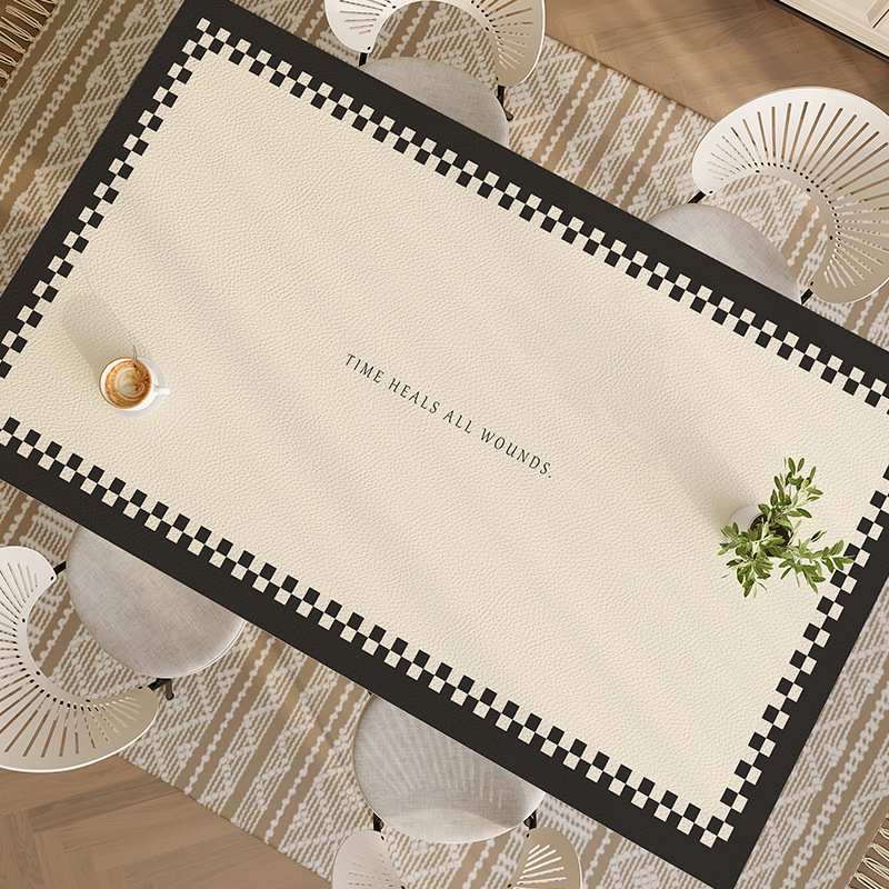 Leather Table Mat Light Luxury High-end Living Room Coffee Table Tablecloth Washable Waterproof Oil-proof Anti-scalding Rectangular Dining Table Mat