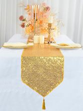 厂家直销欧式加密亮片流苏桌旗黑色圣诞装饰桌旗适合婚礼生日派对