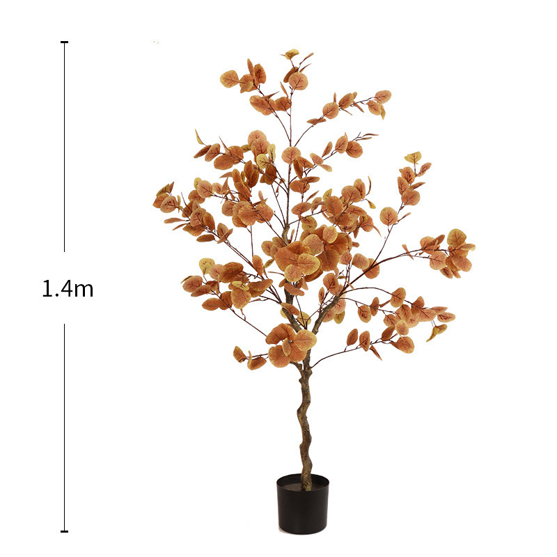 模擬緑の植物ユーカリ鉢植え家庭用床置き装飾品人工植物マネーリーフ盆栽装飾造花|undefined