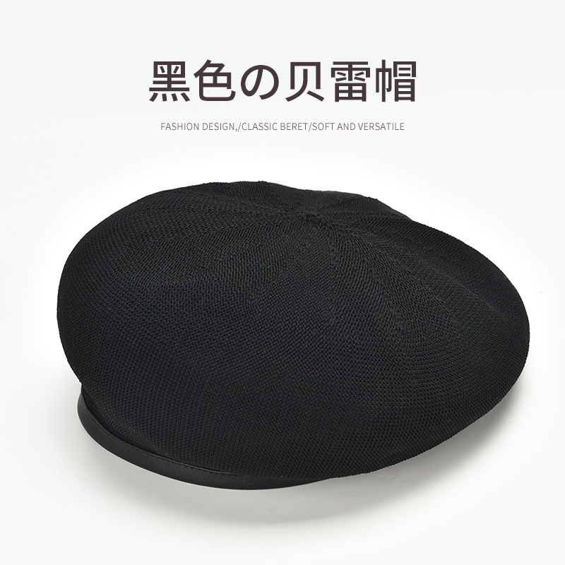 Temperamento japonés boina negra sombrero de invierno de invierno de lana muestra cara pequeña cabeza grande versátil sombrero pintor de periódicos