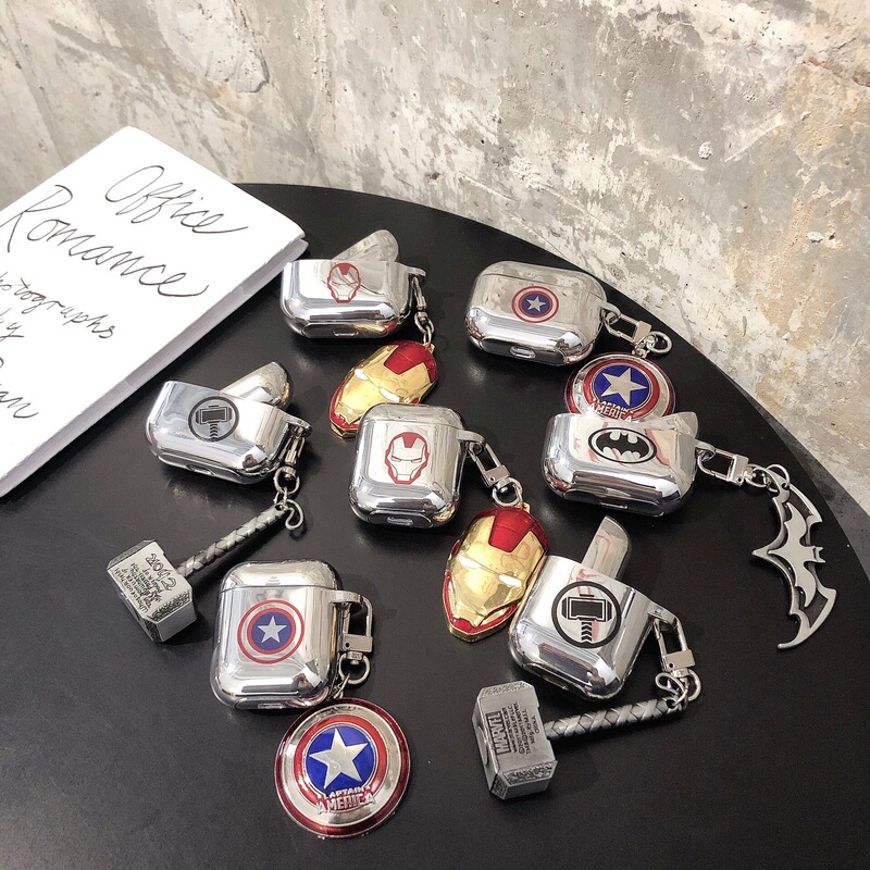 Marvel Iron Man airpods4 Generation pro2 Protective Cover Electroplated Apple 1/2/3 Generation Bluetooth Earphone Cover Applicable