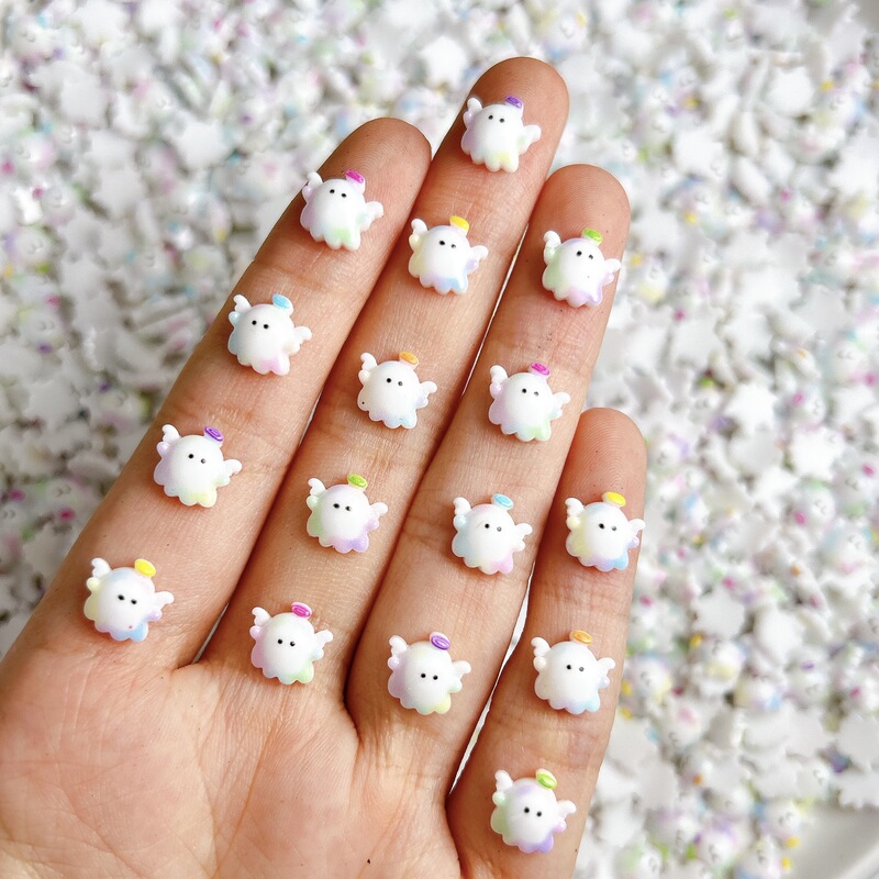 Cross-Border Little Angel Cartoon Nail Art Accessories Halloween Ghost Devil DIY Earrings Hairpin Nail Resin Accessories