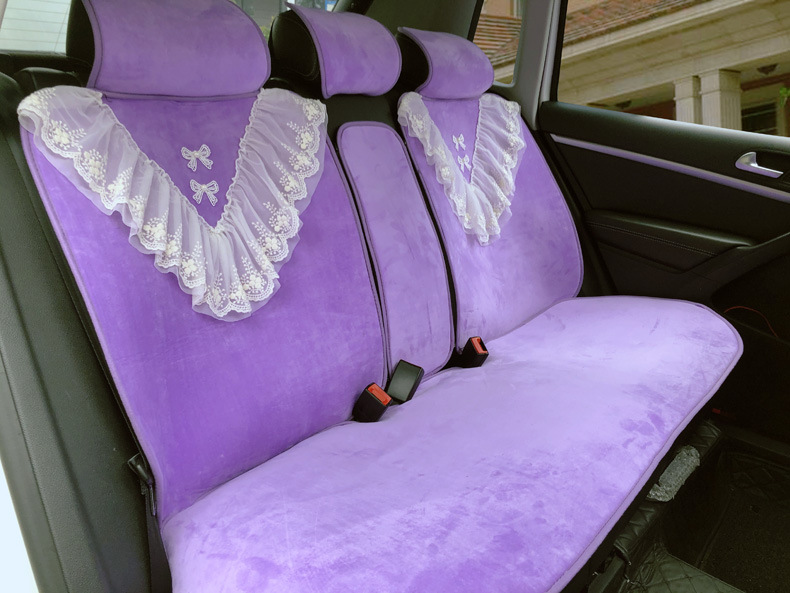 Korean Women's Lace New Car Seat Cushion Winter Plush Seat Cushion Short Plush Winter Fur Cushion Seat Cover