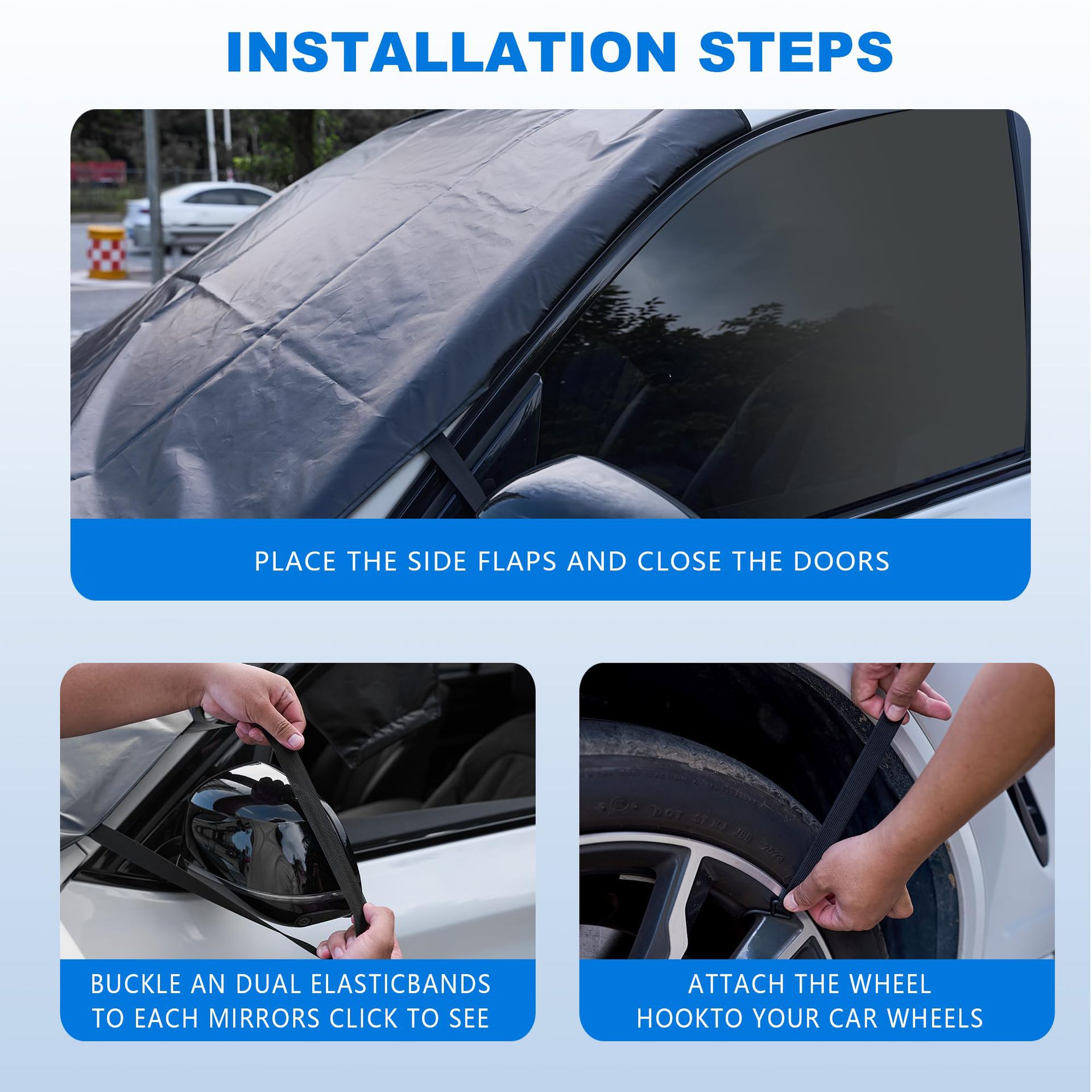 Cross-Border Car Snow Cover, Anti-Frost Cover, Magnetic Suction, Thickened and Enlarged Snow Shield, Front Windshield Car Sunshade, Sun Block