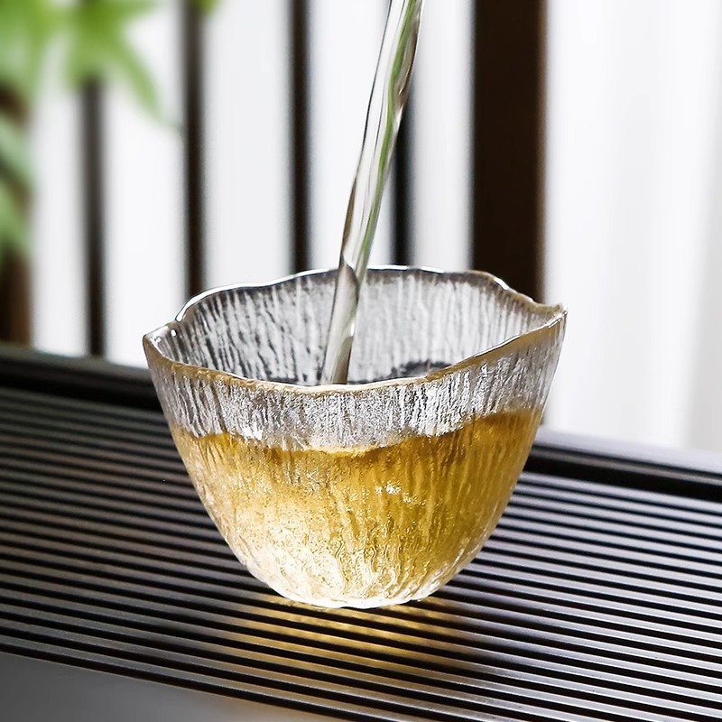 유리 마스터 컵, 레인 드롭 컵, 작은 찻잔, 일본식 쿵푸 차 세트, 찻잔, 찻그릇, 가정용 망치 무늬 컵, 물 및 와인 컵