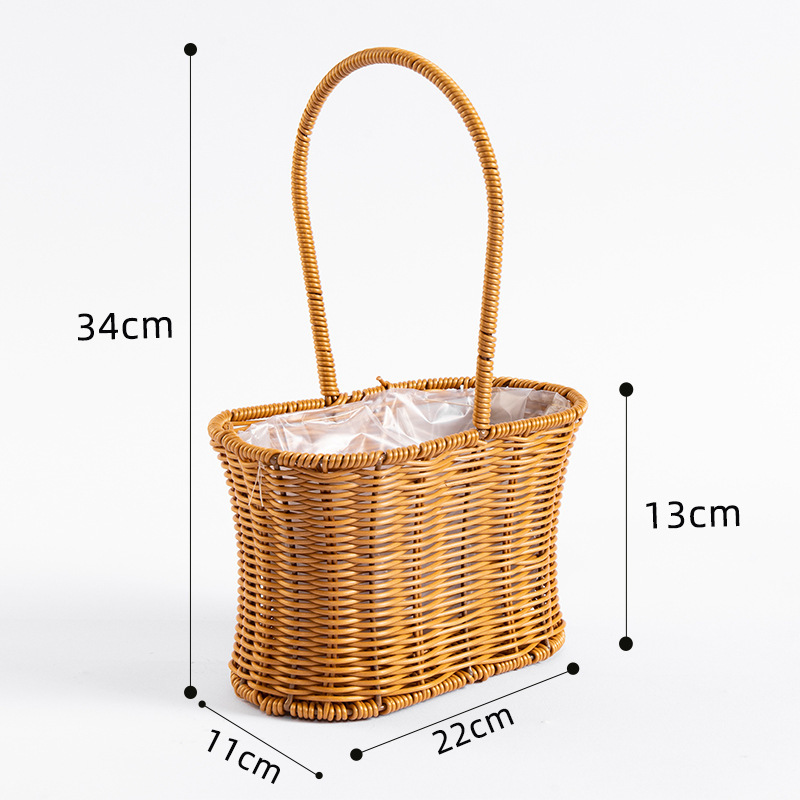 Cestas de flores de huevos de vid de plástico tejidos, flores de luna, flores de mano tejidas, ramo de flores para regalar a una amiga, cesta de flores de mano