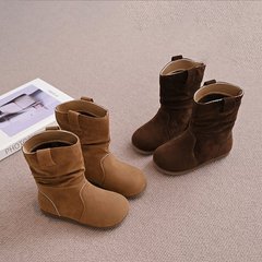女童短靴2025新款秋冬复古堆堆靴韩版洋气百搭西部靴儿童靴子童鞋
