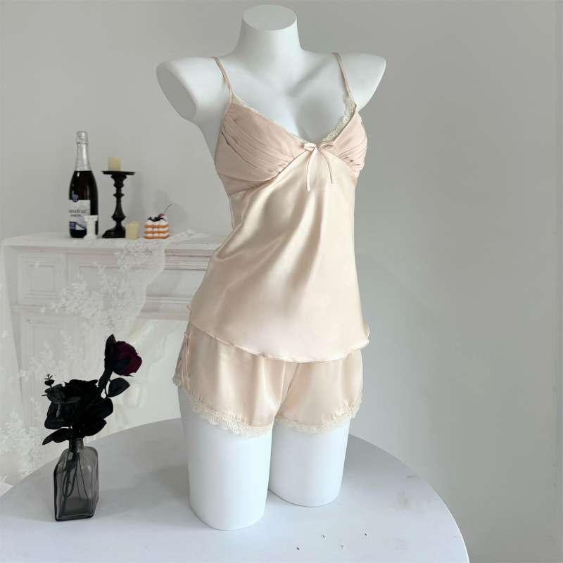 Yase [Miss Mermaid] 2025 Summer Pajamas Women's French Sexy Ice Silk Suspender Shorts Home Clothes Pure Desire
