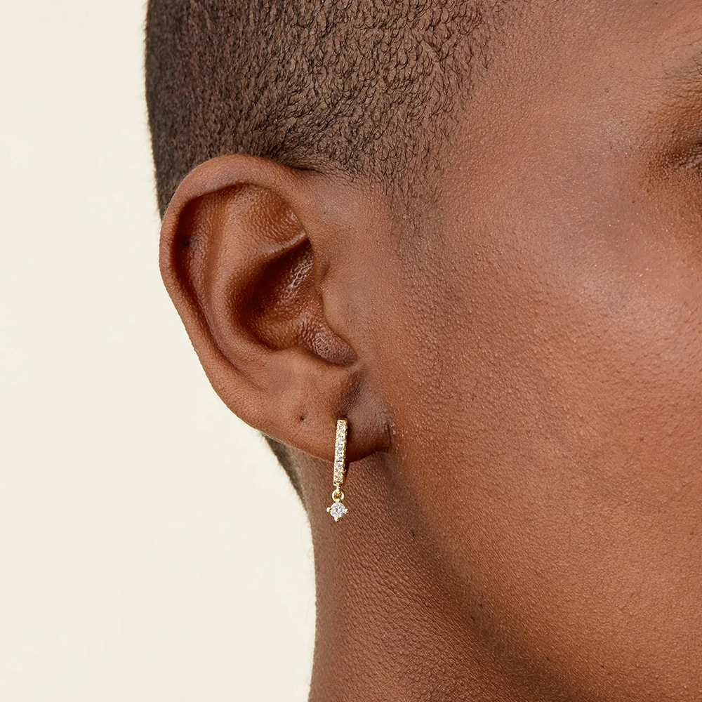 Fashion Geometric Sterling Silver Plating Zircon Earrings 1 Pair