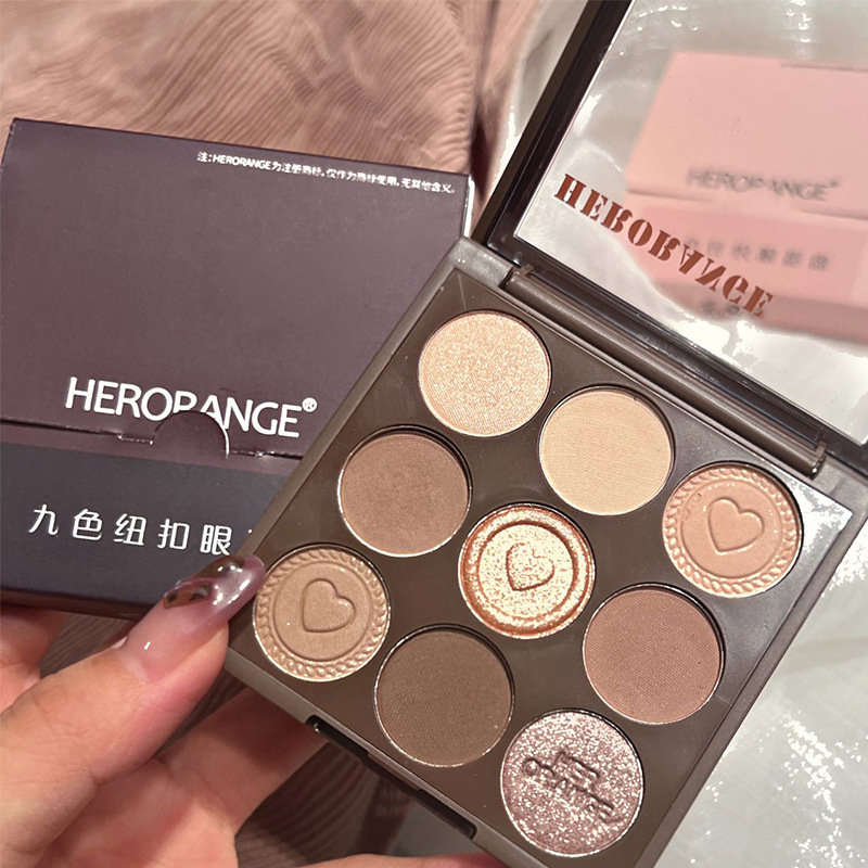 HERORANGE~ Button knit nine color eyeshadow tray Pearl matte fine shimmer Student Party affordable Fall/Winter eyeshadow