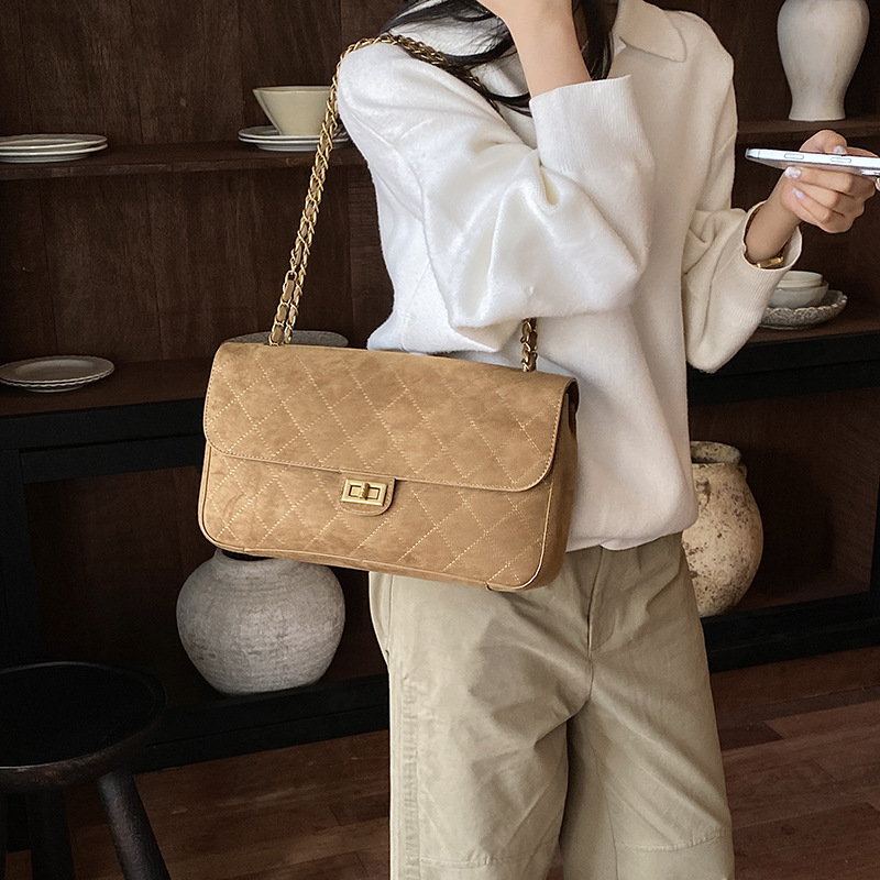 2026 Fall/Winter New Frosted Leather Shoulder Bag, Niche High-End Handbag, Crossbody Bag, Internet Celebrity Trend Versatile Women's Bag
