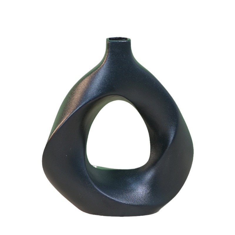 Donuts creativos granulares de cerámica granulares vasijas esmeriladas decoración floral cerámica sala de estar flores secas nórdicas decoración del hogar