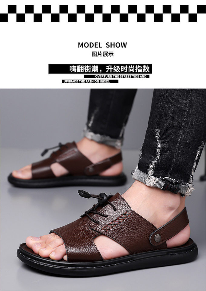 Dép sandal nam hở ngón kiểu mới thoáng khí chống trượt đi biển và lái xe — Mã màu 2118 nâu, Quận 2118 màu đen, Sơn 2118 màu vàng chi tiết 18