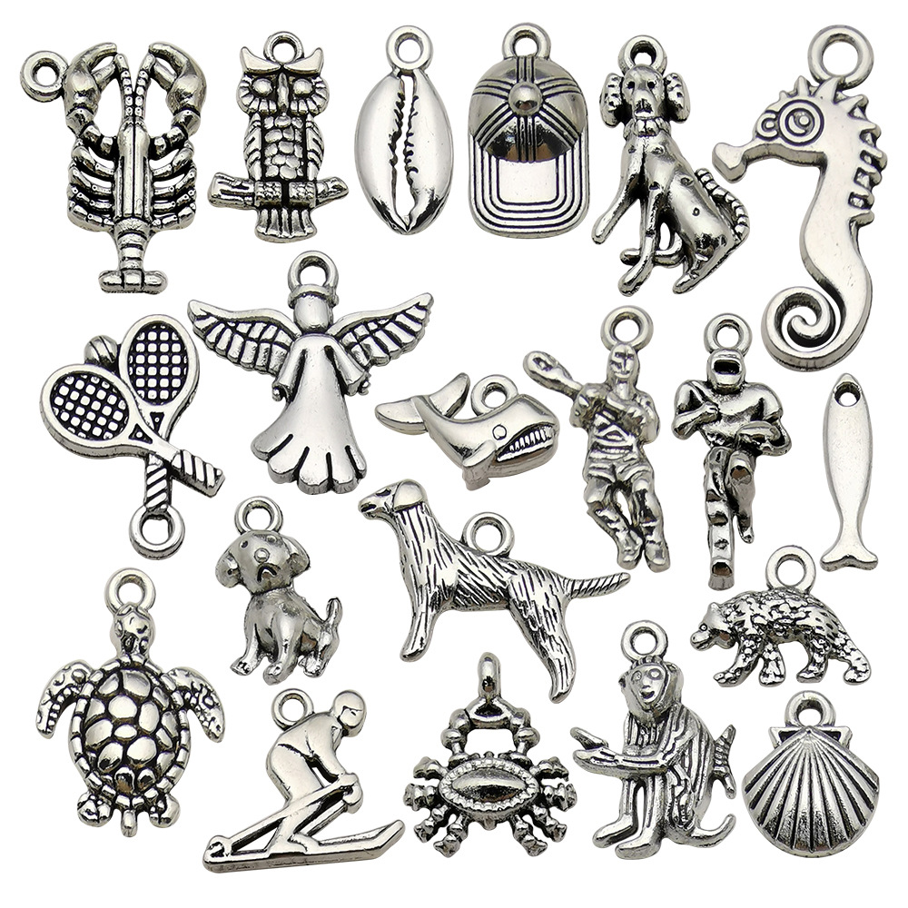 Manufacturer DIY Metal Jewelry Accessories Xizang Silver Ancient Silver Crab Puppy Seahorse Turtle Owl Accessories Pendant