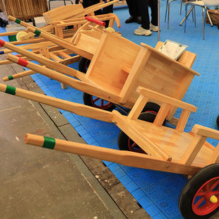 Kindergarten Stroller Outdoor Anji Game Toys Kidsren's Wooden Wheelbarrow Sensory Training Farming Play House