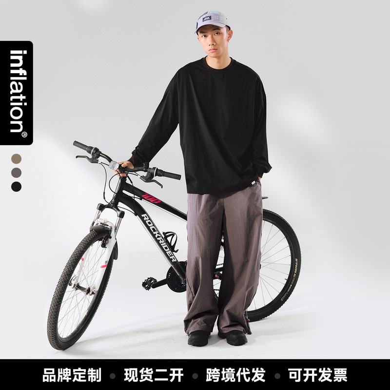 Jie Zhan Men's Clothing | Quick-Dry Curved Hem Pants 26 Spring/Summer New Trendy Street Style Tailored Long Pants Casual Wide-Leg Pants