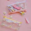 Transparent brand pencil case, capacious retro storage bag, flowered, Korean style