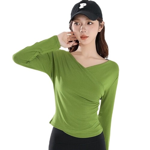 Autumn/Winter New Yoga Clothes Long Sleeve T-Shirt Crease-Bound Waist Slimming Comfortable Running Training Outerwear Fitness Top