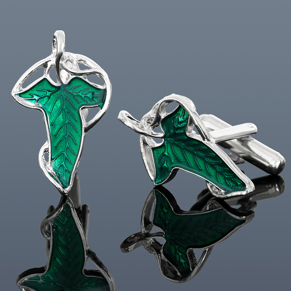 European and American Film and Television Star of the Evening Leaves Cufflinks Alloy Men's Cufflinks Fashion Metal French Cufflinks Shirt Buttons