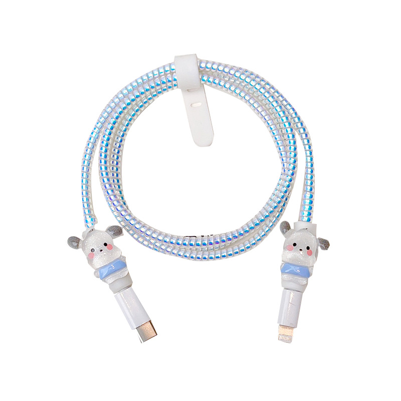Capa protectora de cable de datos universal para teléfono móvil cable de carga cable de enrollamiento de cuerda protectora de perro de pacha enrollador de cuerda