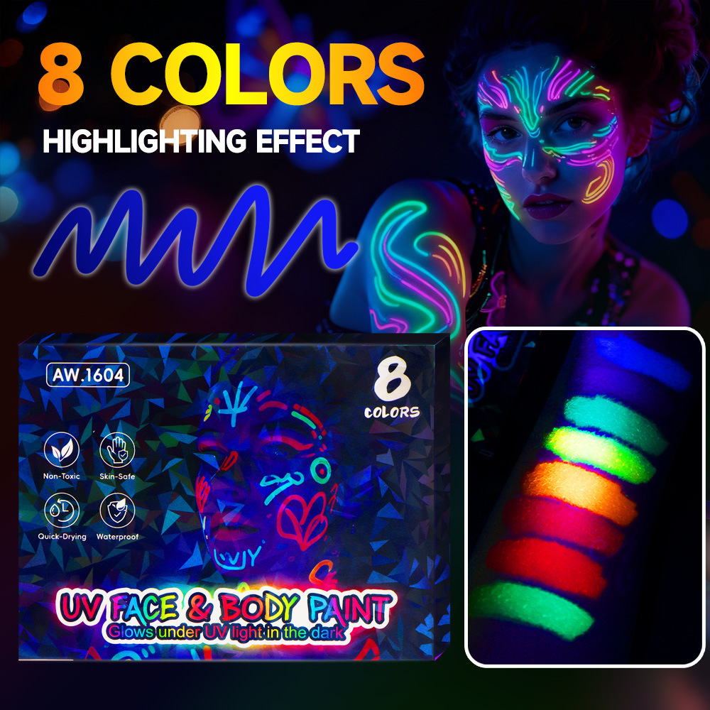 Color Luminous Pen Kidsren's Fluorescent Marker Pen Body Painting Student Creative Painting High-Value Graffiti Luminous Pen