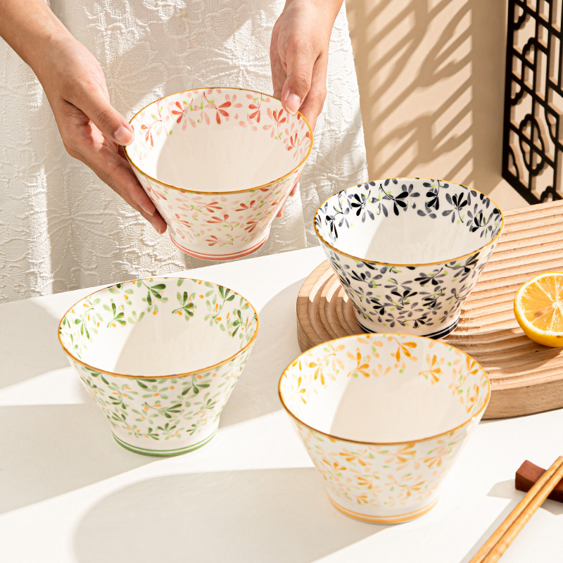 和風の新鮮で見栄えの良い家庭用陶器 5inch ドゥリボウル 陶器ボウル 下絵付色丼 陶器食器|undefined