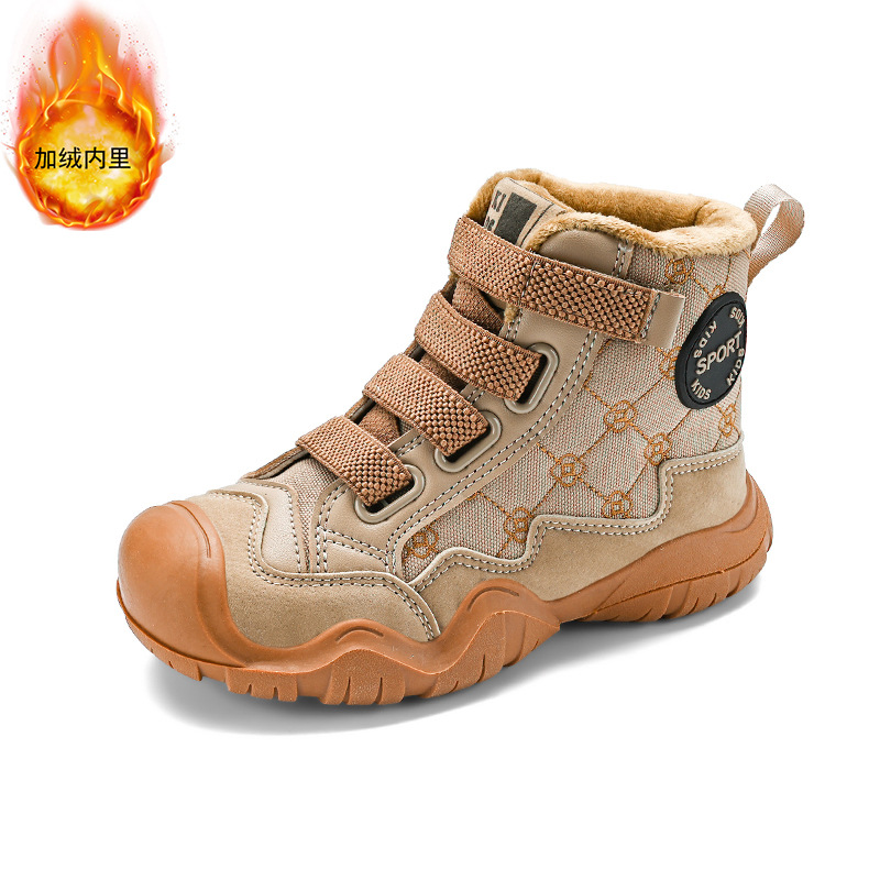 Zapatos calientes para niños zapatos para niños de alto impacto y zapatos al aire libre gruesos de lana zapatos antideslizantes de moda para estudiantes de primaria zapatos deportivos para niñas