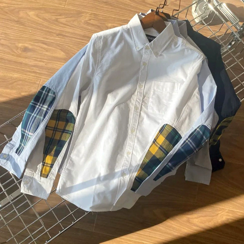 Хлопковая оксфордская рубашка с длинным рукавом в британском стиле, мужская хлопковая оксфордская рубашка в американском стиле ретро, весна и осень с внутренним рукавом