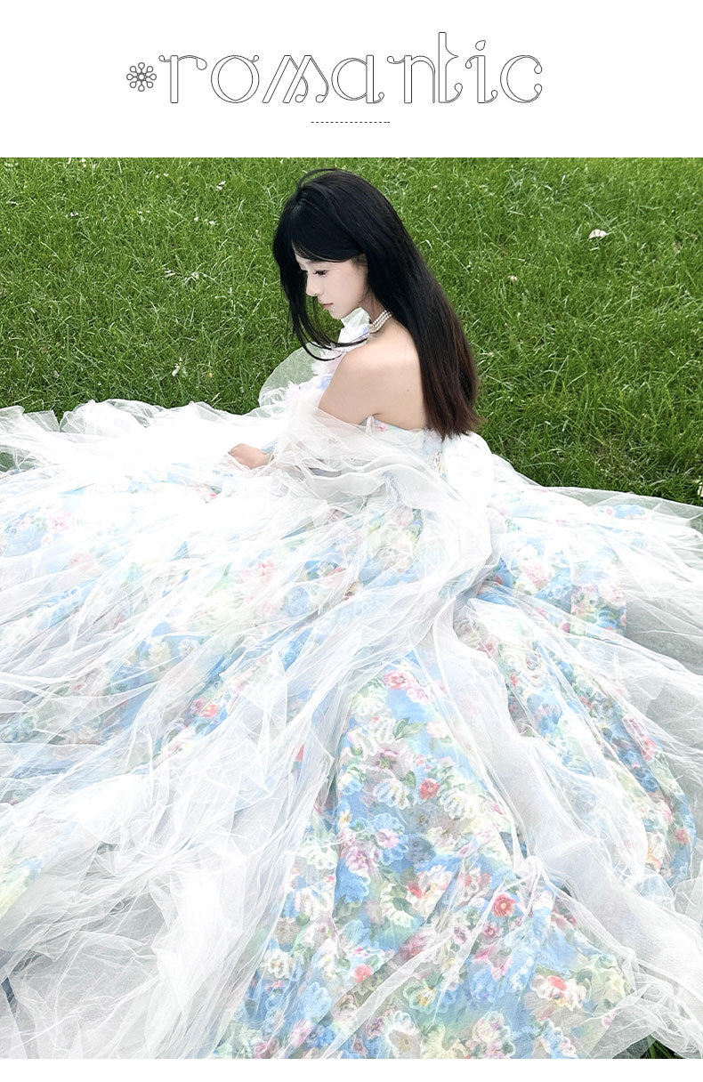 Elegant French Blue Evening Gown For Vocal Performance & Debutante Ball - Princess Style Dress With Full Skirt_ecoleips.com