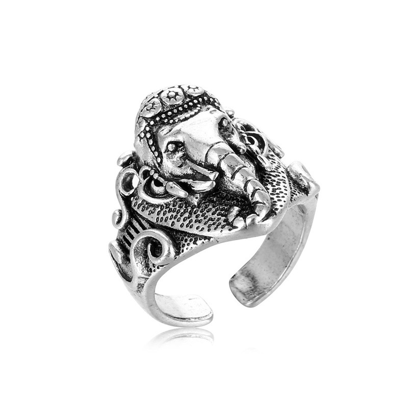 Adjustable Ring Size Men's Unisex Hip-Hop Retro Exaggerated Open Rings Rings Crown Alloy Punk Rings