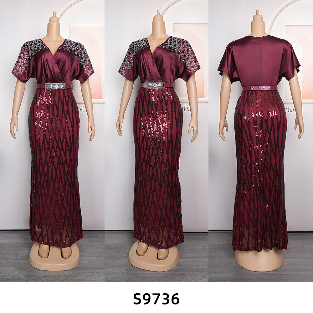 Elegant Women's Evening Dress With Decorative Beads And Diamonds_voghion.com