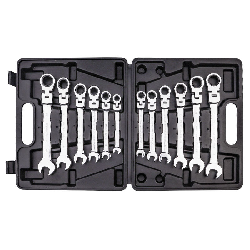 12pc llave de trinquete de doble propósito herramienta de reparación de automóviles de cabeza fija móvil 72 dientes juego de llave de trinquete de 12 piezas