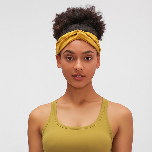 New style pleated high-elastic skin-friendly solid color cross-bundling headband women's yoga sports headband Europe and America