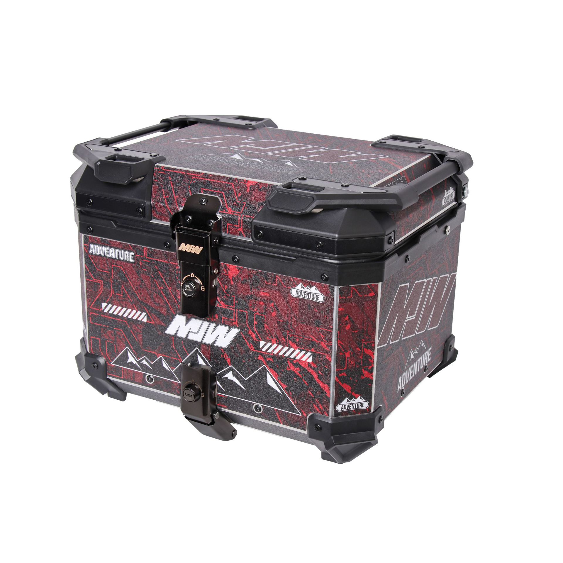 45L clásico calcomanías rojas aleación de aluminio pedales de motorcicleta Maverick maletero maletero universal coche eléctrico