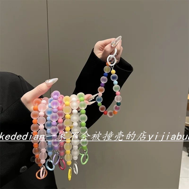 Colorful frosted bead-in-bead Korean-style phone chain, cute dopamine ins-style phone chain, exquisite beaded pendant Colorful frosted bead-in-bead Korean-style phone chain, cute dopamine ins-style phone chain, exquisite beaded pendant