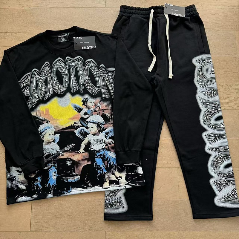 2026 nueva marca de tendencia de comercio exterior transfronterizo MIXEDMOTION camiseta de algodón de manga larga lavado con agua hace viejas calles sueltas