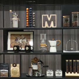 样板间厨房柜咖啡主题饰品组合售楼处水吧台咖啡壶装饰软装摆件