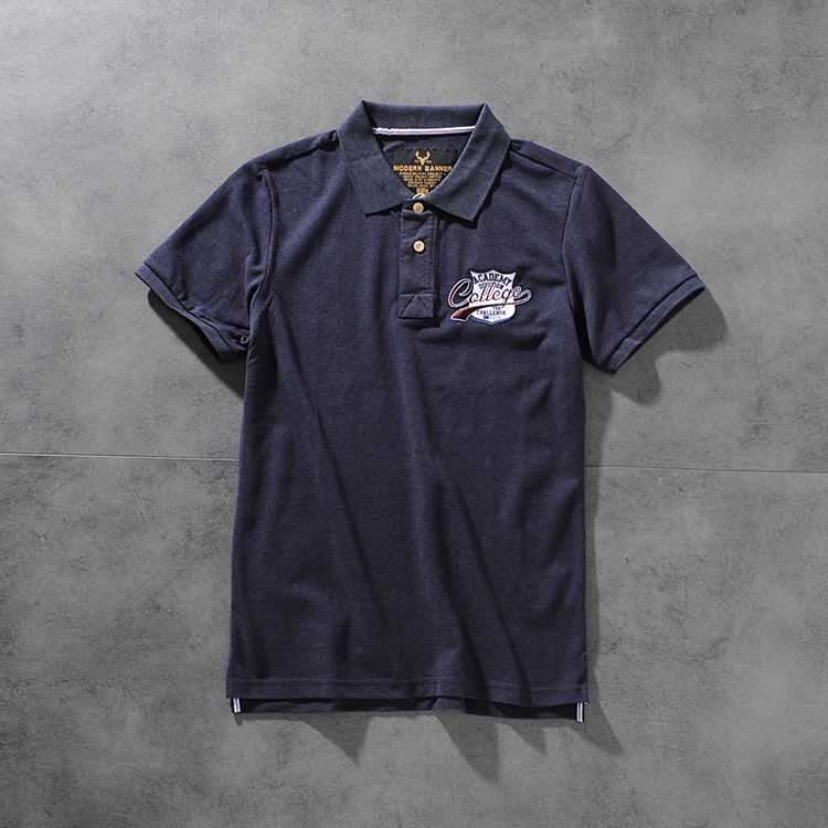 Modern banner American minimalist embroidered men's turn collar short-sleeve POLO shirt half-sleeve M702 6