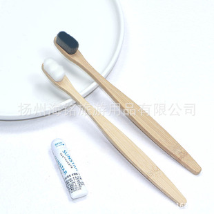 Card Box Flat Bamboo Toothbrush Ten Thousand Hair Bamboo Wood Moon Adult Toothbrush Ten Thousand Hair Toothbrush Engraving logo in stock