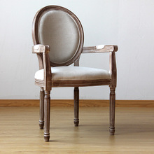 批發歐式實木餐椅復古做舊椅田園簡約靠背椅美式復古椅扶手椅化妝