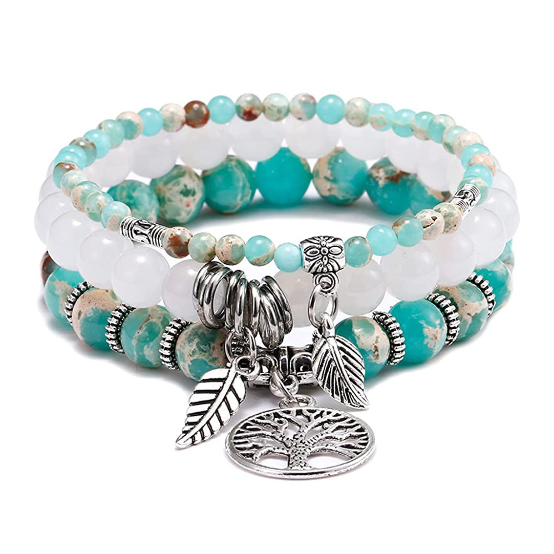 51g Weight Bracelets Classification 1 Piece Quantity 1 Piece Simple Style Leaf Alloy Natural Stone Plating Bracelets