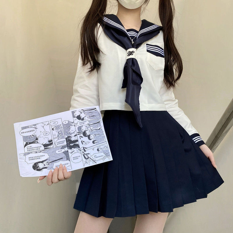 In stock wholesale Orthodox jk uniform basic cyanosis three Navy schools for sailor suit spring and summer class uniform suit